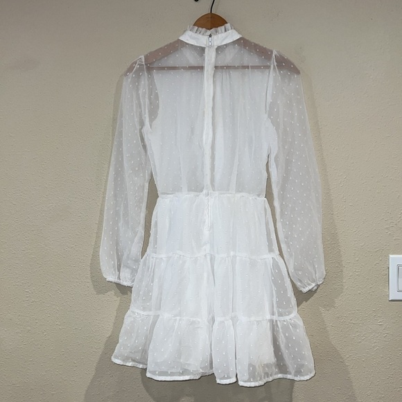 Altar'd State White Formal tiered zipper Dress with Bishop poufy Sleeves XS - Picture 6 of 8